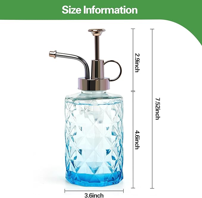 XXXFLOWER Upgraded Glass Plant Mister Spray Bottle 0.33L/11.15oz Decorative Spritzer Watering for Indoor House Plant Spritzer Succulent Watering Bottle
