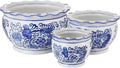 HakkaGirl Blue and White Planters, Succulent Pots Ceramic Plant Pots Indoor with Drainage for Home Décor - Set of 3
