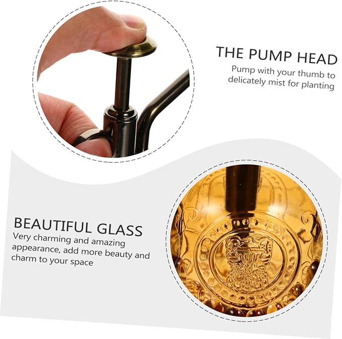 Mikikit Embossed Glass Water Sprayer Bottle Misting Sprinkler for Lawn Plant Watering Device