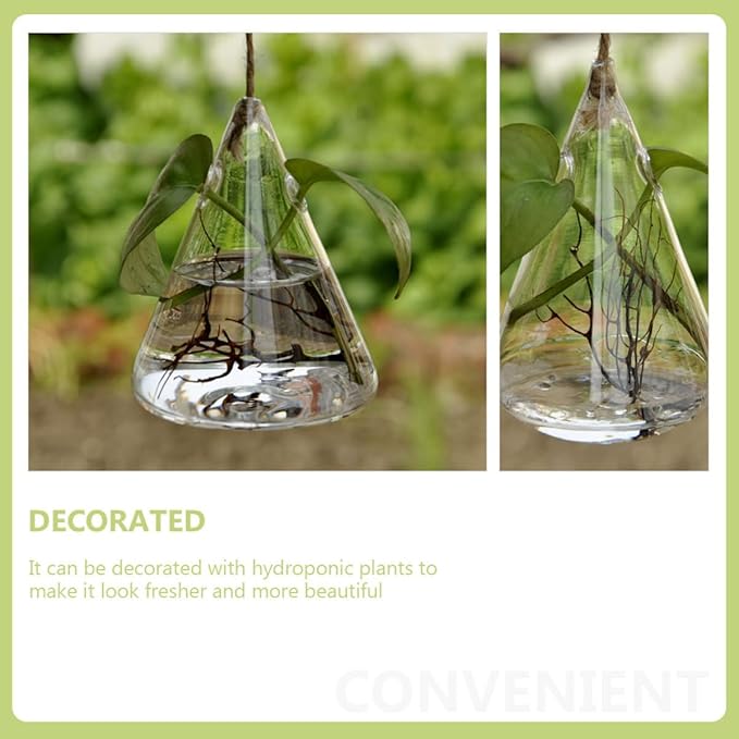 Geometric Glass Hydroponic Planter Set of 3 Wall Mounted Hanging Vases for Indoor Home Décor and Plant Propagation