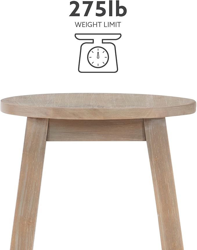 Linon Zeke Grey Wash 24" Counter Stool with Round Seat