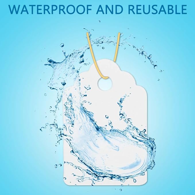 1000pcs Waterproof White Nursery Garden Price Tags with Strings Attached, Multi-funtion Plastic Plant Marking Tags Hang Blank Labeling Tags for Gardening Jewelry Clothing Product(1.8x1.2inches)