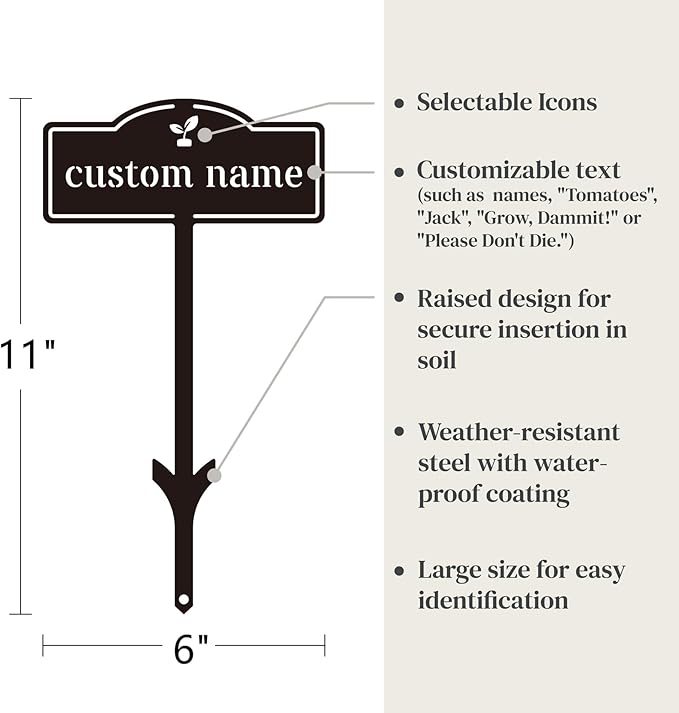 Herb Garden Markers Plant Labels, Customized Metal Gardens Plant Markers for Vegetables, Garden Tags Plant Name Stakes (2 PCS)