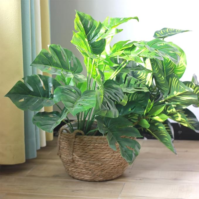 YZZY Woven Seagrass Basket for Storage Plant Pot Basket, Rattan Planter Indoor Baskets, Home Decor Plant Container (A, L-11.4 Inches)
