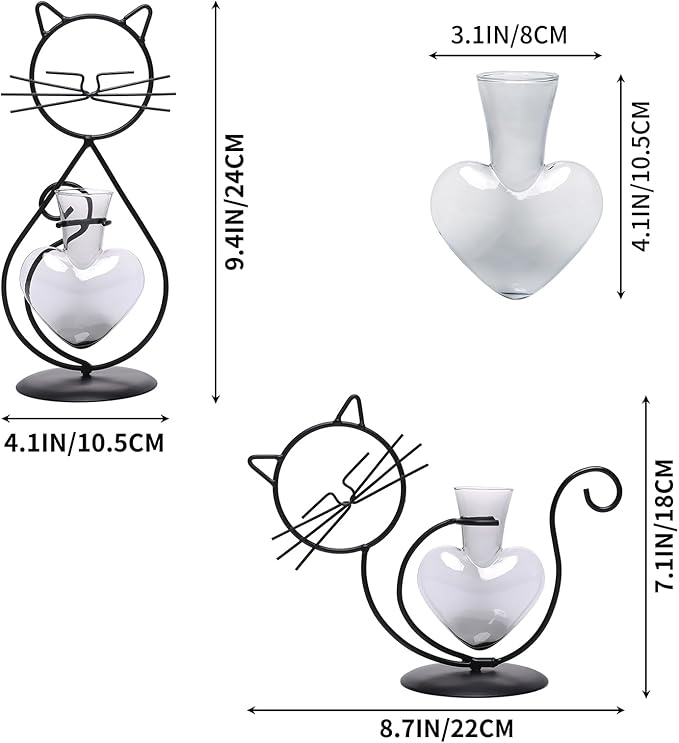 Plant Terrarium Plants Propagation Station Cat Lover Gifts for Women Home Office Decor Cat Desk Accessories