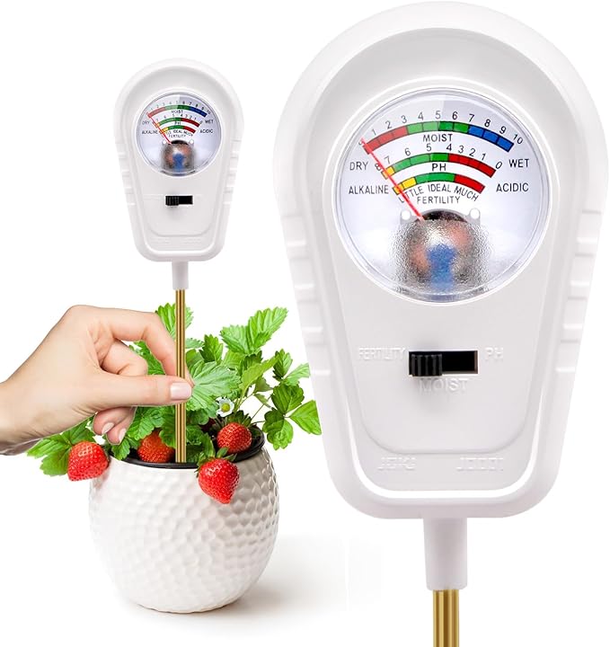 Soil Test Kit, 3-in-1 Soil PH Meter, Soil Moisture Meter, Fertility Soil Tester, pH Meter for Soil, Soil Tester for Garden, Farm, Lawn, Indoor & Outdoor Use
