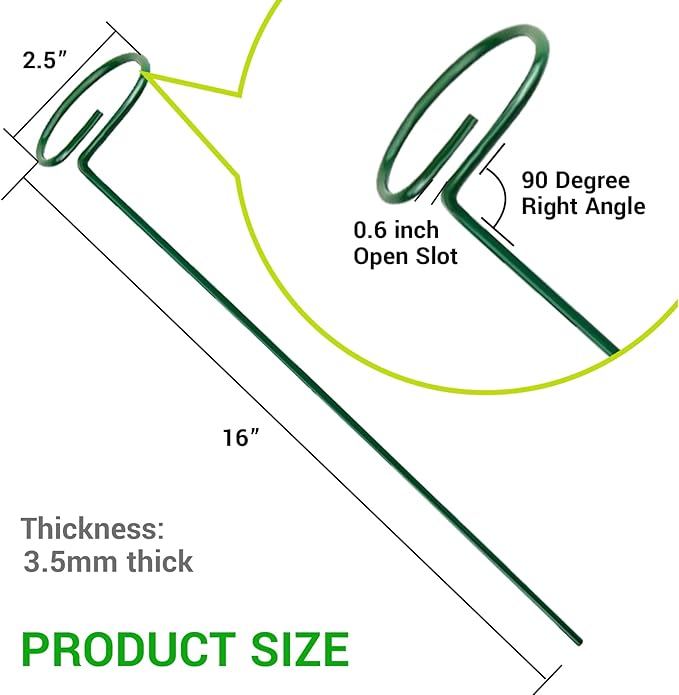 10PCS Plant Support Stakes for Flowers, Garden Metal Single Stem Plant Support, Garden Flower Support for Indoor Plants Tomatoes, Amaryllis, Orchid, Peony, Lily, Rose -15.9Inch