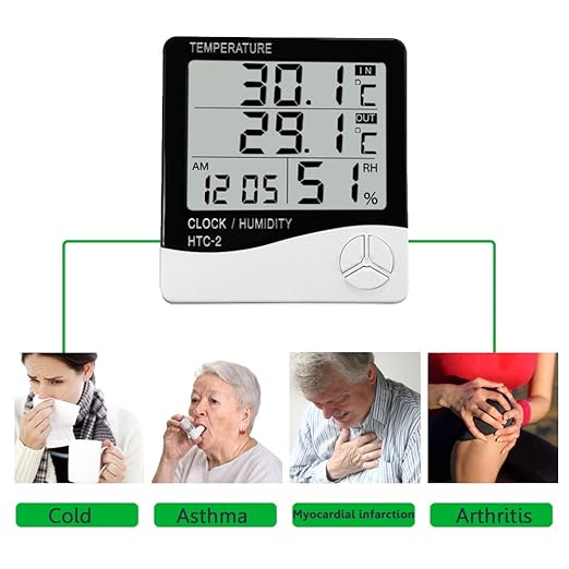 Mengshen Digital Hygrometer Thermometer, Indoor & Outdoor Temperature Monitor, Home Office Temp Humidity Gauge Meter - LCD Display, Battery Included - TH03