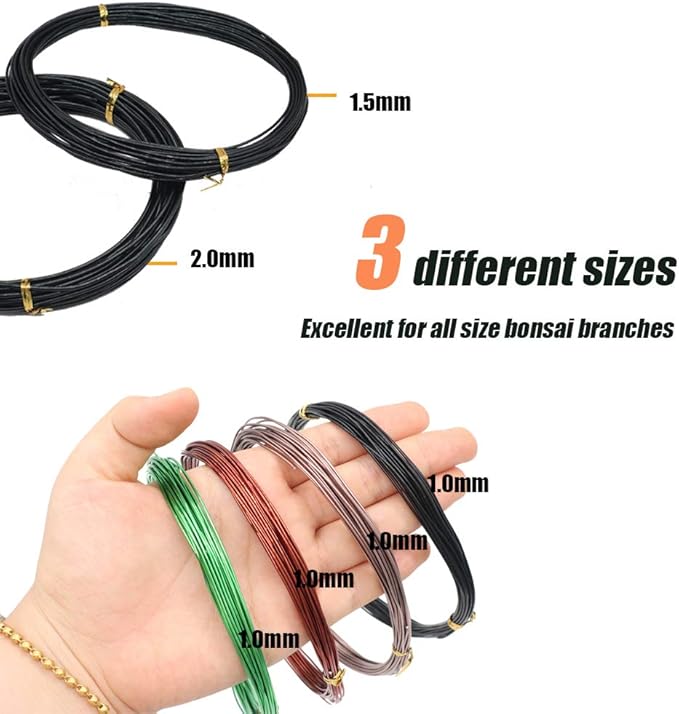 Bonsai Training Wire with Wire Cutter Aluminum Wire 1 1.5 2.0 mm for Shaping Styling Indoor Bonsai Trees