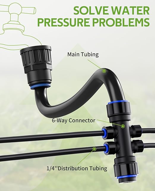 HIRALIY 50FT Automatic Drip Irrigation Kits with Garden Timer, Garden Watering System for Patio Lawn, Quick Connector Design Irrigation System Kit with Easy Programmable Water Timer