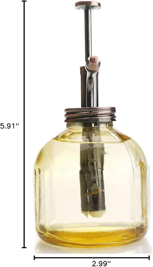 Plant Mister- Amber Glass Bottle & Brass Sprayer (Antique Copper)