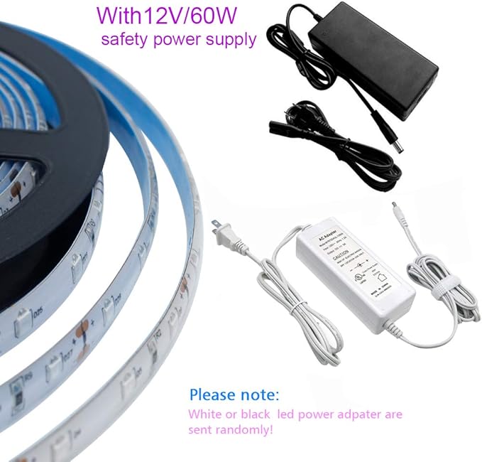 LightingWill Super Bright 60W LED UV Black Light Strip, Waterproof Blacklights 5M/16.4ft 3528SMD 300LED Ultraviolet Light for Party Night Fishing with 12V 5A Power Supply