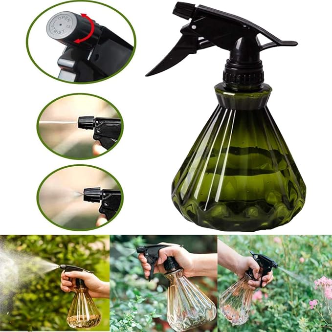 Yrzper Watering Can for Indoor Plants, Plant Mister Spray Bottle with Detachable Nozzle for Plants,Succulents, Garden Flowers Mist Small Modern Translucent Sprayer Bottle for Bonsai Plants (Green)