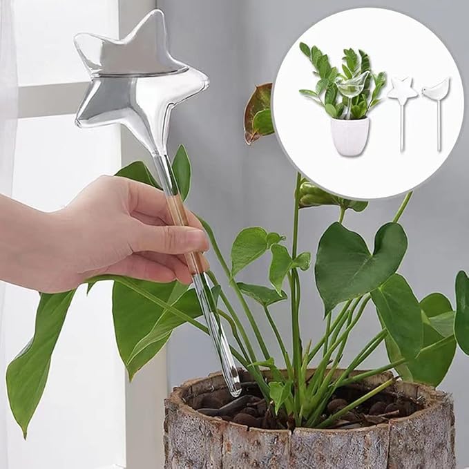 Yahpetes Automatic Watering Globe Plant Watering Globes Plastic Watering Bulbs Waterer Flower Water Drip Irrigationdevice Self Watering System (Bird+Star)