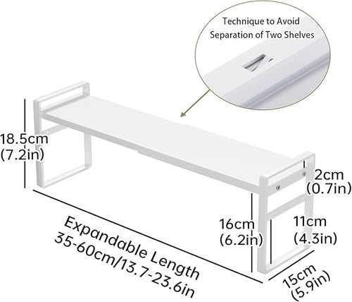 1pc Small Narrow Tall Shelf for Windowsill Kitchen Organizer Stackable Shelves Bathroom Sill Thin Shelves for Narrow Spaces Counter Top Racks (White, L13.8-23.6'' * W5.9'' * H7.5'')