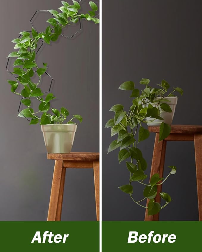 UNOONE Plant Trellis for Climbing Plants Indoor - Black Steel Sturdy and Durable Trellis for Monstera, Pothos, Ivy, and More | Indoor Plant Support and Garden Wall Trellis