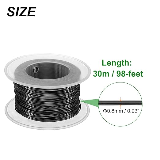 HARFINGTON Bonsai Wire Anodized Aluminum Training Wire Roll 0.8mm Gauge 98ft Length Bendable Bonsai Tree Wire for Garden, Horticulture, Landscape, Planting, Black
