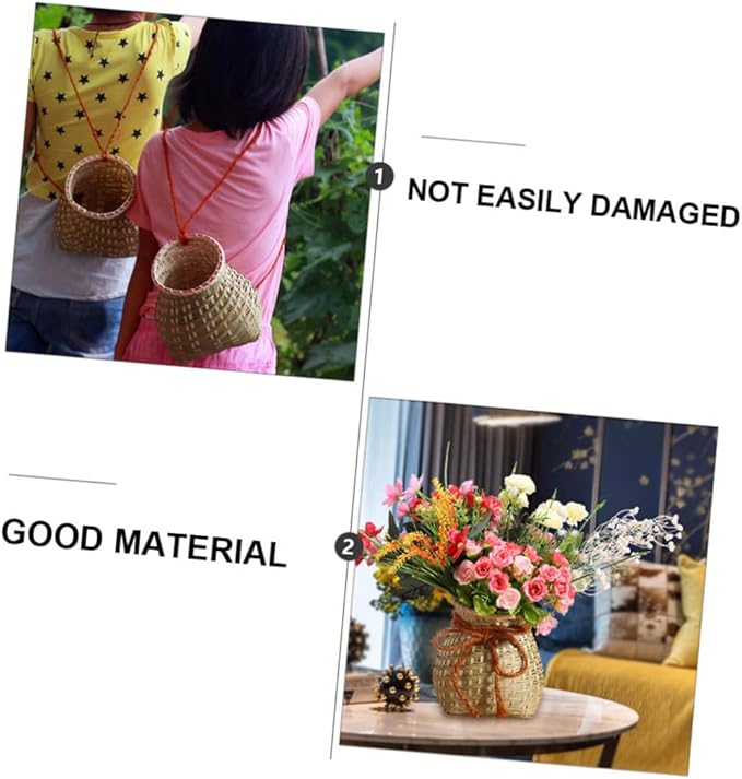 Zerodeko 1pc Bamboo Basket Rustic Decor Fish Aquarium Decoration Pastoral Style French Decor Containers for Fruit Table Top Decor Plant Pot Indoor Hand- Rattan Child Bread Basket