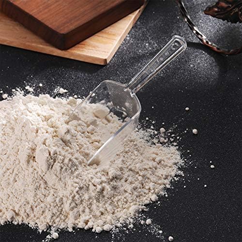 Hestya 8 Pcs Multi Purpose Clear Plastic Scoops for Candy Buffet Acrylic Kitchen Ice Food Popcorn Scoops for Protein Powders, Ice Cream, Coffee, Tea Jar (6.7 Inch)