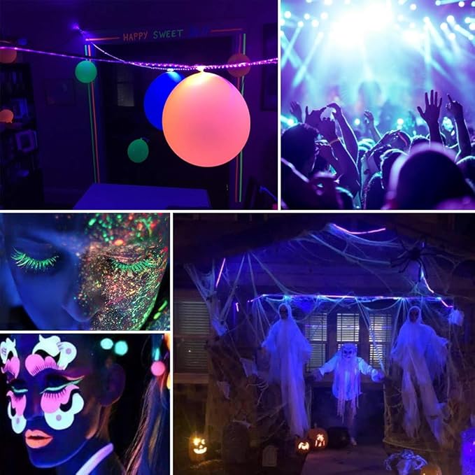LED UV Black Light Strip Kit, 16.4FT/5M Ultraviolet Waterproof IP65 3528 300LEDs, 395nm-405nm Blacklight for DJ Bar Club Party Decor Night Fishing with 12V Power Supply
