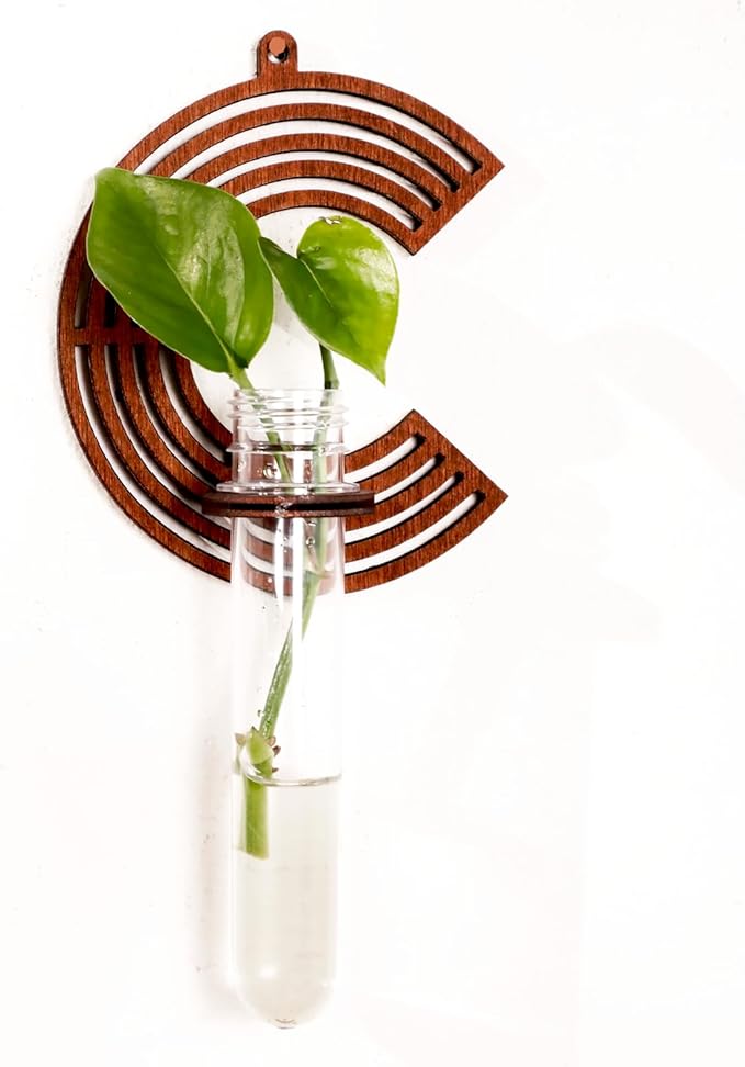 Wood Letter Wall Propagation Station Lightweight Decorative Plant Holder for Small Cuttings Letter C Removable Adhesive Wall Decor for Bedroom, Nursery, Office