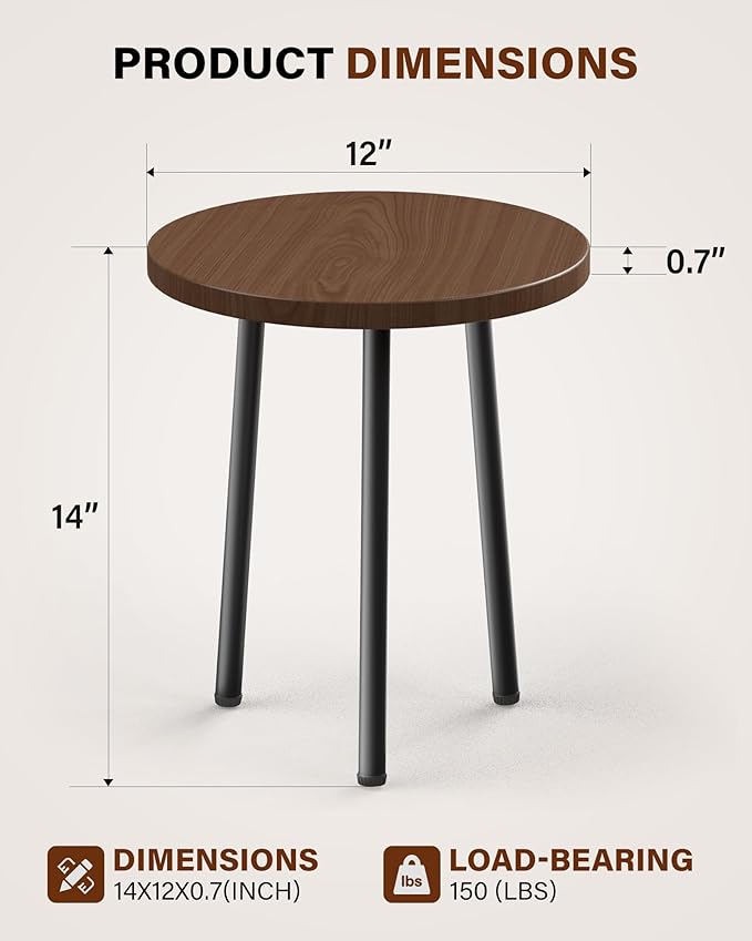 Plant Stand for Indoor 2 Pack: Plant Table 14inch Wooden & Metel Heavy Duty Plants Stool - Mid Century Modern Design for Bedroom/Living Room/Patio/Garden