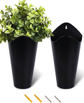 vensovo 12 Inches Galvanized Wall Planters - 2 Packs Metal Tin Vases for Flowers Indoors, Farmhouse Hanging Planter Tall Flower Holder for Country Decor Outdoors, Black