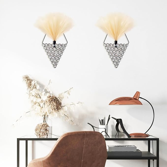 2 Pcs Boho Wall Decor Hanging Planters Bling Jeweled Wall Mounted Metal Wall Decor Modern Home Decor Display Wall Art Bedroom Bathroom Living Room-15.7 inch