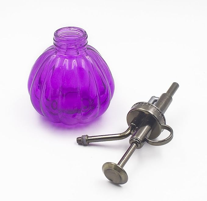 THY COLLECTIBLES Flower Water Spray Bottle Can Pot Plant Mister | Vintage Pumpkin Style Decorative Glass Plant Atomizer Watering Can Pot with Pump for Terrariums Flowers Potted Plants (Purple)