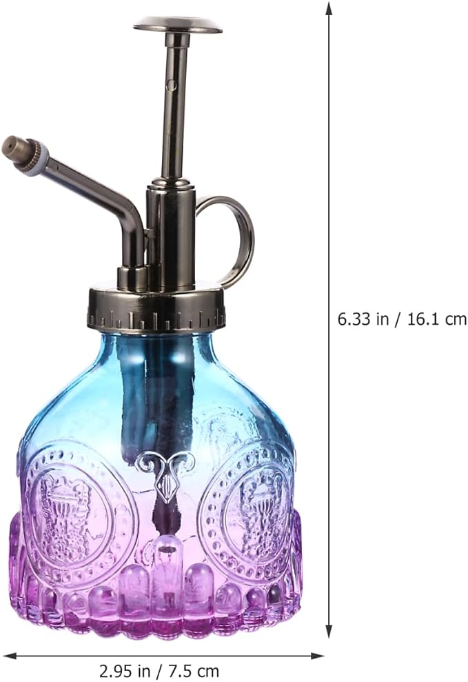 UPKOCH Vintage Glass Plant Mister Indoor Spray Bottle, Blue Purple Small Misting Watering Can for Orchid Succulents, Decorative Sprayer
