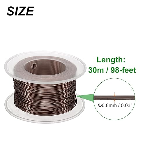 HARFINGTON Bonsai Wire Anodized Aluminum Training Wire Roll 0.8mm Gauge 98ft Length Bendable Bonsai Tree Wire for Garden, Horticulture, Landscape, Planting, Brown