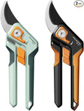 PrunePro 8" Professional Pruning Shears for Gardening Bypass Hand Pruner Stainless Steel Sharp Garden Scissors Plant Flower Rose Garden Clipper Green & Orange