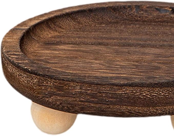 Vaveren Wooden Riser Tray Holder Plate Organization Serving Pedestal Stand Jewelry Display for Cabinet Fireplace Kitchen Counter , 13cmx13cmx4.5cm