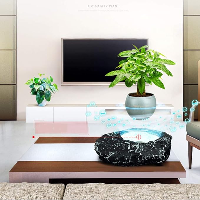 Floating Flower Pot - Magnetic Suspension Levitating Air Flower Pots - Creative Design Levitation Bonsai - Home Office Decorations - Fun Gift