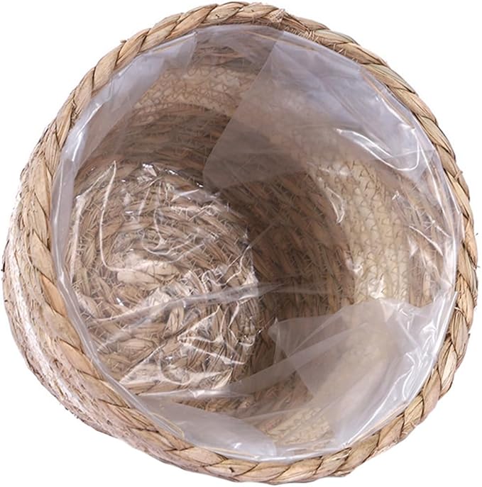 FOMIYES Home Decor Woven Straw Flower Pot Seagrass Planters Basket Garden Plant Pot Containers Wicker Rattan Vase Sundries Organizer Storage Bins for Indoor Outdoor Plants Vintage Decor