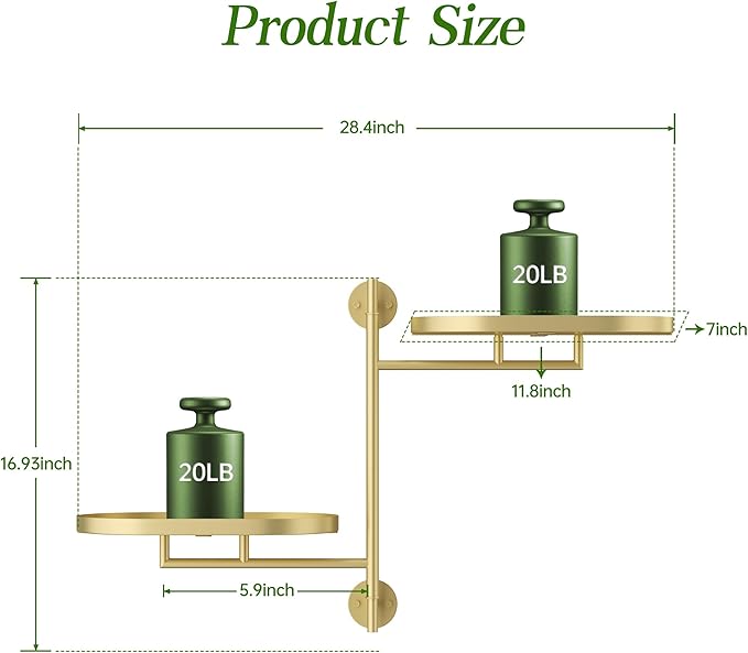 YQSLYSF Window Rotating Plant Stand Shelf Indoor Gold Metal Floating Shelves 2-Tier Wall Mount Plant hanger Holders for Wall Planter Modern Home Decor window sill gifts