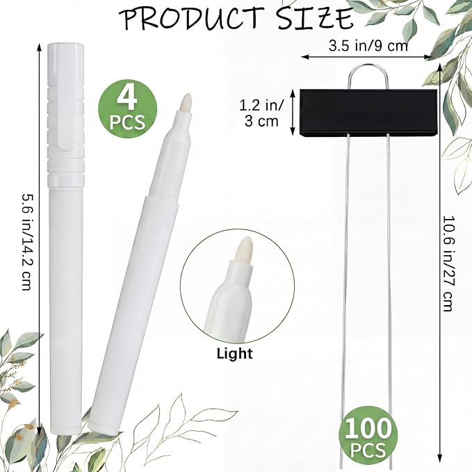 Maitys 104 Pcs Metal Plant Labels Garden Markers Outdoor Weatherproof 10.6 Inch Stainless Steel Nursery Tags Reusable Bulk with Pens for Flower Fruit Vegetable Seedling (Black Label with White Ink)