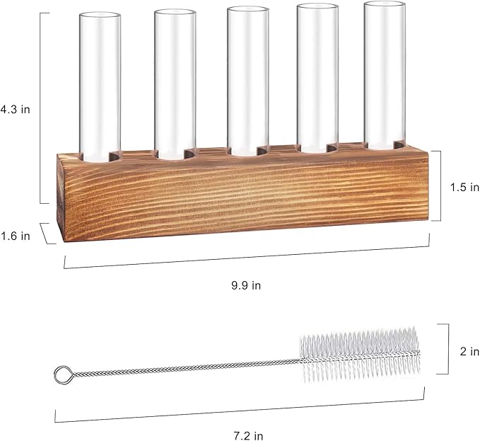Renmxj Plant Propagation Station, Plant Terrarium with Wooden Stand for Hydroponics Plants Office Decor Unique Gardening Gifts for Women Plants Lovers - 10 Glass Test Tube Vases