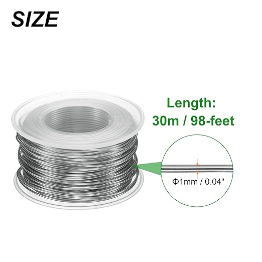 HARFINGTON Bonsai Wire Anodized Aluminum Training Wire Roll 1mm/18 Gauge 98ft Length Bendable Bonsai Tree Wire for Garden, Horticulture, Landscape, Planting, Dark Silver