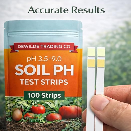 Soil pH Paper Test Kit – 100 Tester Strips (3.5-9 Range) – Use for Testing Garden Home Lawn Grass Vegetable Gardening Dirt Yard Compost Outdoor and Indoor Plants, Green