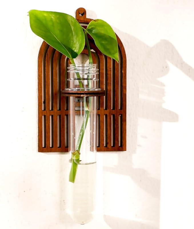 Wood Letter A Wall Propagation Station Lightweight Decorative Plant Holder for Small Cuttings, Removable Adhesive Wall Decor for Bedroom, Nursery, Office