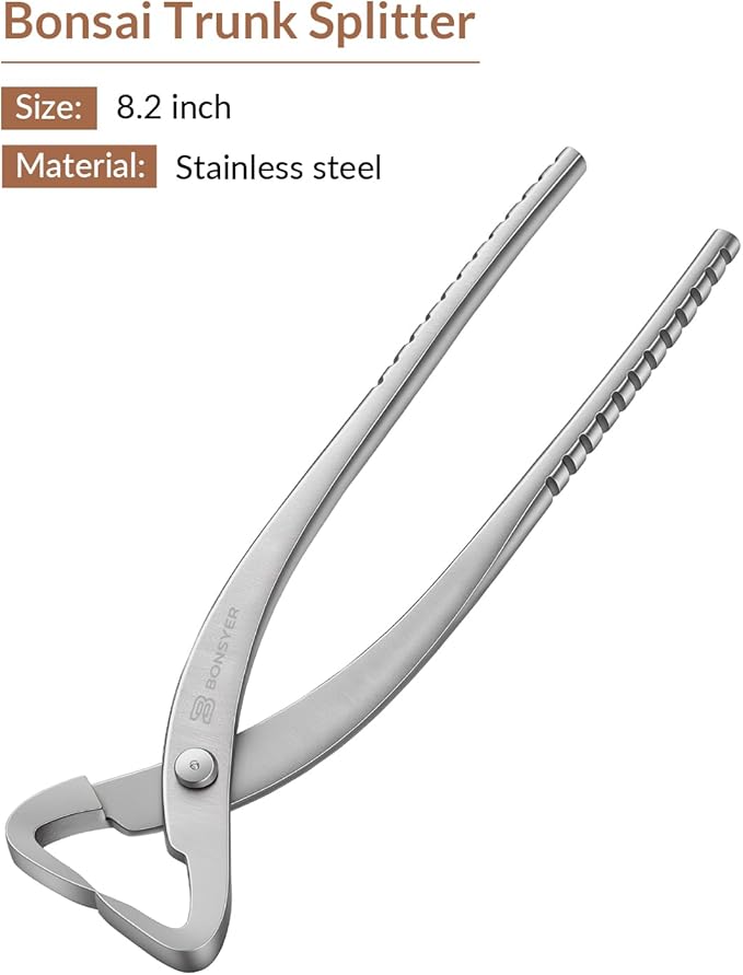 6-Piece Bonsai Tool Set – Concave Cutter, Knob Cutter, Pruning Shears, Trunk Splitter, Root Rake & Precision Tweezers – Professional Stainless Steel Bonsai Tools for Pruning & Repotting
