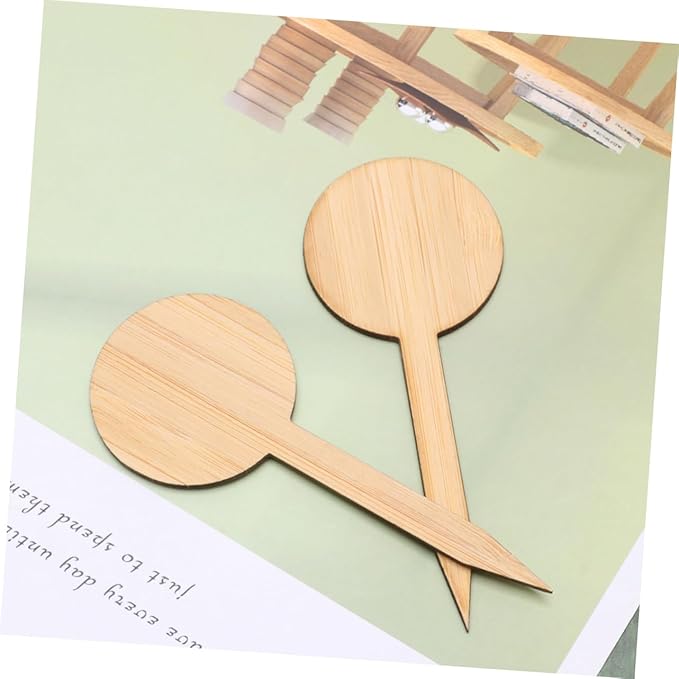 Kisangel 40pcs Miniature Plant Labels t Shape Plaque Ornaments for Gardening Easy Insertion Decorative Sign Round Design for Nursery Use