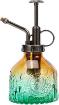 Glass Plant Mister Spray Bottle, Vintage Plant Spritzer, Succulent Watering Bottle with Top Pump, Small Plant Sprayer Mister Watering Can for Indoor Outdoor Houseplant - Green Brown Gradient