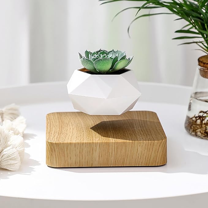 Magnetic Levitation Flower Pot Planters, Floating Plant Home Desk Decor, Unique Magnetic Rotation Design for Indoor Potted Plants