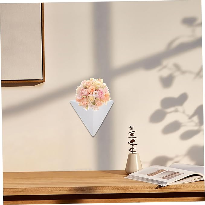 BESPORTBLE Wall Mounted Cement Planter Pot Modern Geometric Hanging Flowerpot for Indoor Decor and Lightweight Design for Spaces