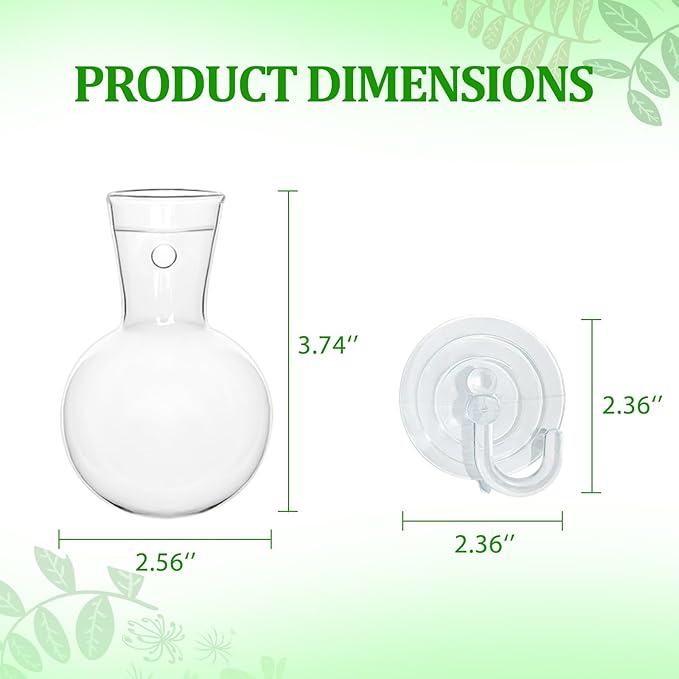 Bunmery 4 pcs Window Propagation Stations, Suction Cup Plastic Plant Propagation Bulbs, Easy to Install Wall Hanging Planter, No Nails Plastic Plant Terrarium Vase