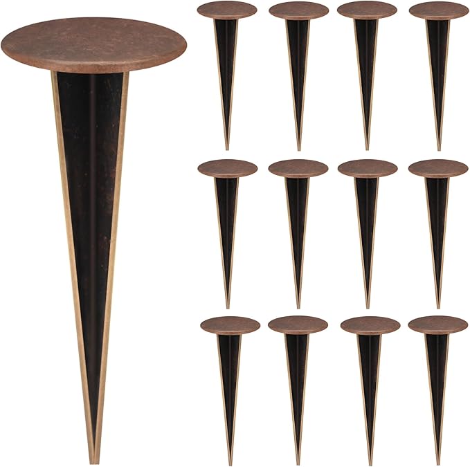 12 Pack Permanent Property Line Markers, 7x3 Inch Boundary Markers for Property Land Survey Stakes Heavy Duty Brass Survey Pin for Home Depot Septic Tank Yard Paver Ground Landscape Surveying