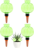 4 Pcs Plant Self Watering Globes, 17oz Large Plastic Water Bulbs Top Fill Watering Globes Slow Release Terracotta, Water Spikes Stakes for Indoor and Outdoor Plants (Green)