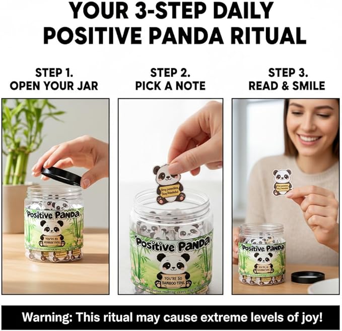 Positive Panda Jar with 60 Daily Affirmation Cards, Emotional Support Panda, Panda Gifts for Women, Panda Figurines, Panda Decor, Panda Gifts for Girls, The Panda Emotional Healing On Demand